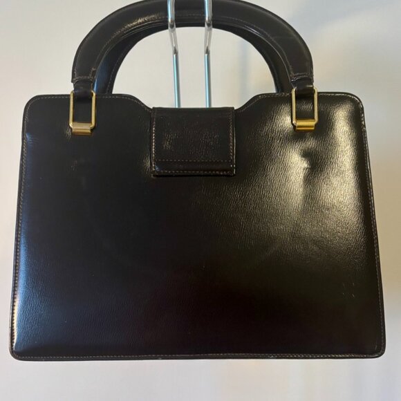 1960s vintage faux leather handbag with interesting clasp - Picture 3 of 8